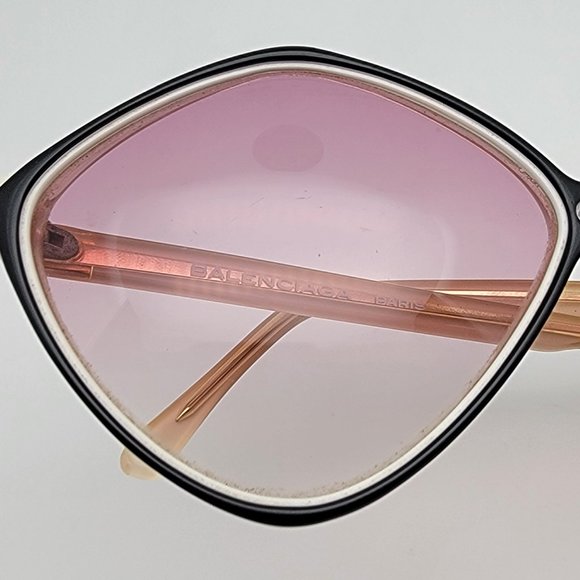 Balenciaga 2406 Black White Crystal Frame Pink Gradient Lens Sunglasses France - Picture 14 of 14